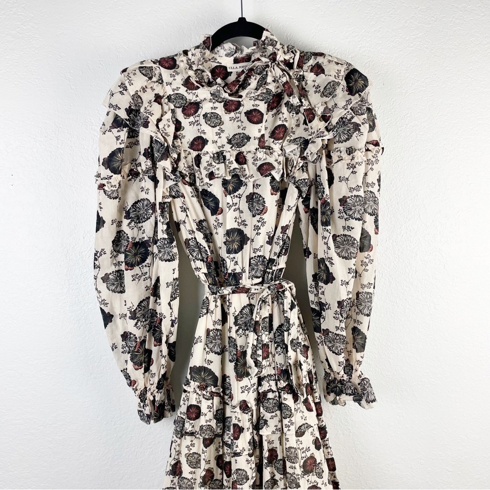 Ulla Johnson Winnifred Floral Long Sleeve Midi Dress Cotton Smocked Casual - Picture 3 of 11
